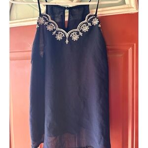5 for $10 Navy Blue Embroidered Tank Top